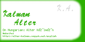 kalman alter business card